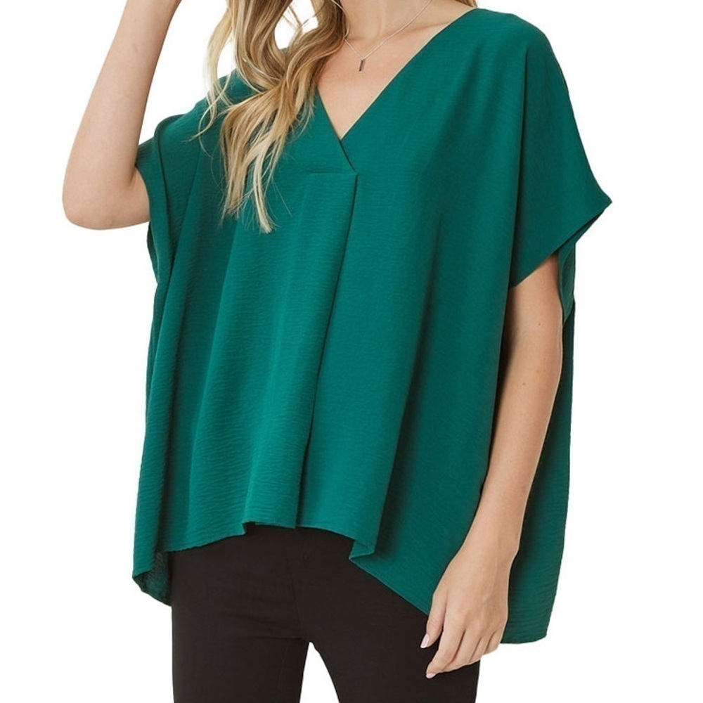 Entro Women’s Tunic Top Medium Green Slouchy Contemporary Career Wear Preppy